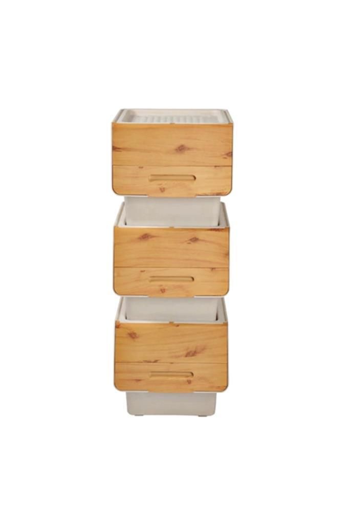 Geseus Motek Organızer Tekerlekli Eşya Ve Erzak Kutusu 3x12 Lt-Mt07 Bambu Kapaklı