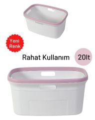 Geseus Motek Ikili Kirli Çamaşır Sepeti Ve Çamaşır Selesi Ikili Set Çeyiz Seti Pembe+Pudra