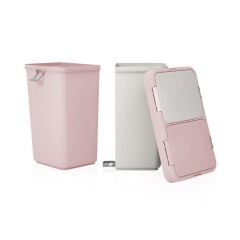 Geseus Motek İkili Kirli Sepeti Dokunmatik Çamaşır Sepeti Pudra+Beyaz