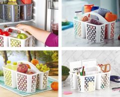 Geseus Taşıma Saplı Buzdolabı,Mutfak,Banyo Duzenleyici Organızer 4Adet Beyaz-8114