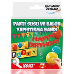 Parti Süsü ve Balon Yapıştırma Bandı Kolay Sökülür İz Bırakmaz Şeffaf 100AD