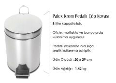 Palex Krom Pedallı Çöp Kovası 8 Litre