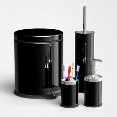 Geseus Home 4 Parça Siyah Banyo Seti