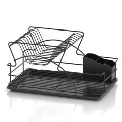 Acore İki Katlı Mat Siyah Bulaşık Sepeti ve Tabaklık Siyah 20363-KB009S