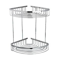 Geseus Pirinç Banyo Köşelik Şampuanlık Duş Rafı Ömür Boyu Paslanmaz İki Katlı-NKS