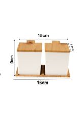 Moonstar Ahşap Bambu Görünümlü Kapaklı Plastik Baharat Seti-FVSET-14B