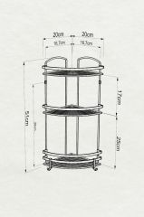 Geseus Paslanmaz Çelik Üç Katlı Kancalı Banyo Köşe Rafı SİYAH BK083-SİYAH