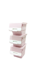 Geseus Motek Organızer Tekerlekli Eşya Ve Erzak Kutusu 3x12 Lt-Mt07 Pembe+Beyaz
