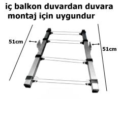 Orta Askılı Balkon içi Makaralı Sabit Çamaşır Askısı Paslanmaz Alüminyum Makaralı İP HEDİYELİ-Acore