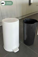 Primanova Cigo Paslanmaz Çelik Çöp Kovası Pedallı 20 Litre-BEYAZ