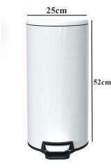 Primanova Cigo Paslanmaz Çelik Çöp Kovası Pedallı 20 Litre-BEYAZ