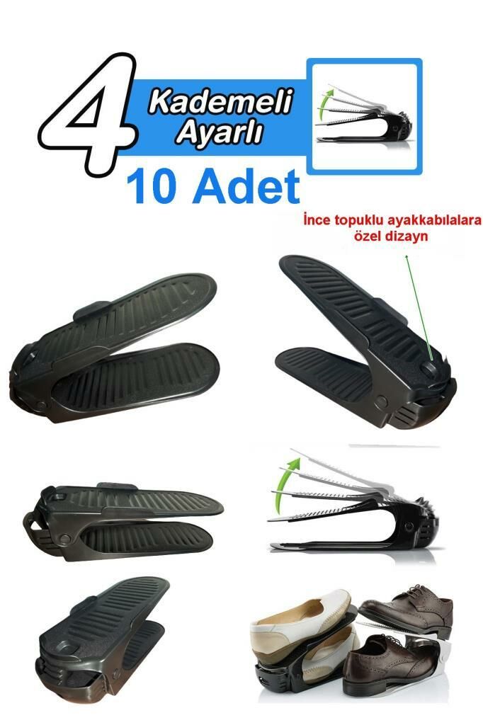 Geseus Ayakkabı Rampası Ayakkabı Düzenleyici Organızer-10Ad-Yükseklik Ayarlı