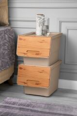 Motek Bambu Tekerlekli Organizer Çok Amaçlı Saklama Kutusu 2X12 Lt