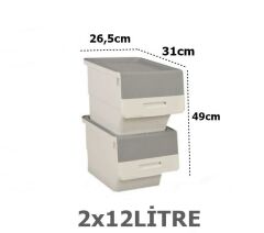 Motek Beyaz Tekerlekli Organizer Çok Amaçlı Saklama Kutusu 2X12 Lt