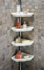 Primanova Naturel Dört Gözlü Banyo Köşe Rafı Yay Baskısı İle Montaj N17