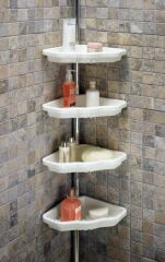 Primanova Naturel Dört Gözlü Banyo Köşe Rafı Yay Baskısı İle Montaj N17