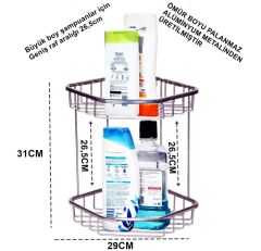 Alüminyum İki Gözlü Banyo Köşelik Şampuanlaık Ömür Boyu Paslanmaz-OSCR