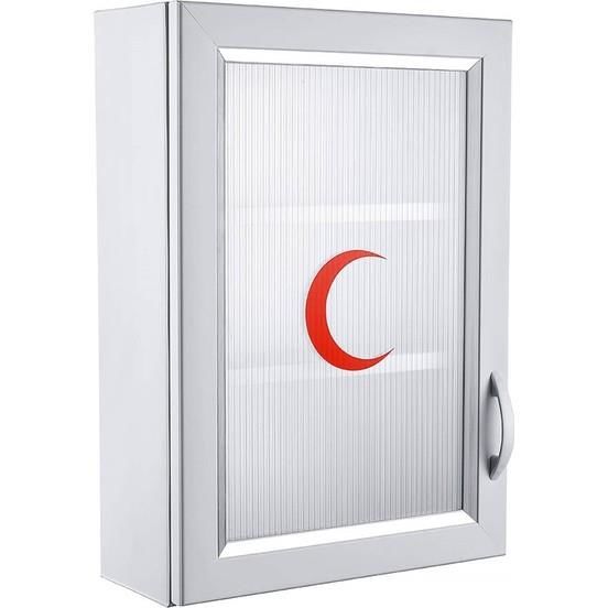 Ecza Dolabı Kapaklı PVC İlk Yardım Dolabı Çelik Ayna 159