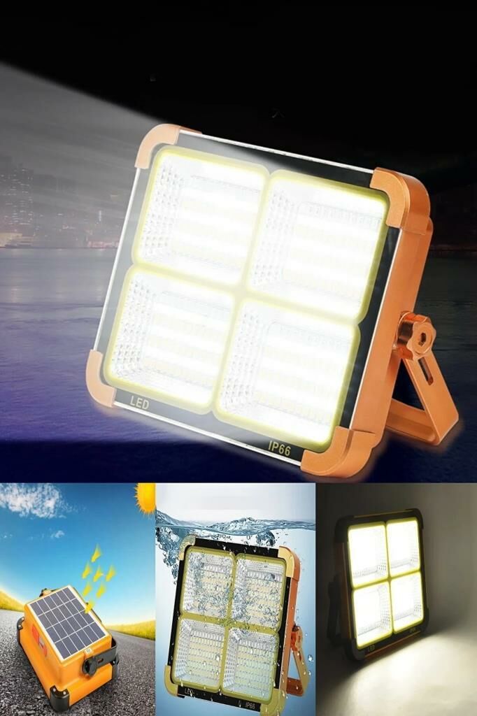 Taşınabilir Solarlı Çalışma Ve Kamp Işığı, Powerbanklı Güneş Enerjili Işıldak, Fener 336 Ledli