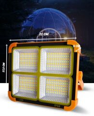 Taşınabilir Solarlı Çalışma Ve Kamp Işığı, Powerbanklı Güneş Enerjili Işıldak, Fener 288 Ledli
