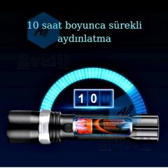 Profesyonel Şarjlı El Feneri Uzun Menzilli Zomlu Acil Durum Feneri Polis Feneri 1800 Lümen-110