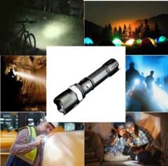 Profesyonel Şarjlı El Feneri Uzun Menzilli Zomlu Acil Durum Feneri Polis Feneri 1800 Lümen-110