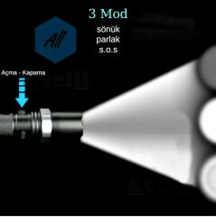 Profesyonel Şarjlı El Feneri Uzun Menzilli Zomlu Acil Durum Feneri Polis Feneri 1800 Lümen-110