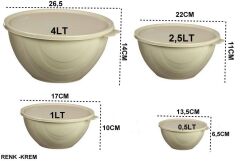 Moonstar Elegance Kapaklı Yoğurt Mayalama Kabı 4 Parça Saklama Kabı 4+2,5+1+0,5Litre