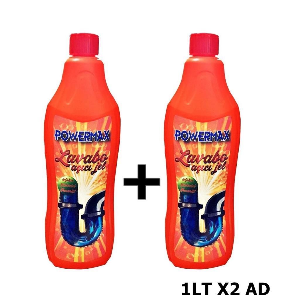 Powermax Lavabo Gider Açıcı Jel Formül 1 Lt x 2 Adet