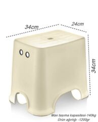 Geseus Banyo Taburesi Çok Amaçlı Tabure Kaymaz Ayakalı Max-140kg Taşıma Kapasitesi-Bej-5171-84B