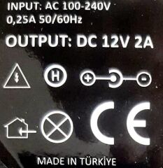 12 Volt 2Amper 24 Wat Çok Amaçlı Switch Mode Adaptör Güçkaynağı(Açıklamayı okumadan ürünü almayınız)