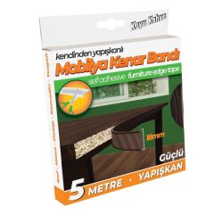 Kendinden Yapışkanlı Masa,Raf,Dolap,Tezgah,Mobilya Kenar Bandı 18mmX5 Metre-Koyu Kahve