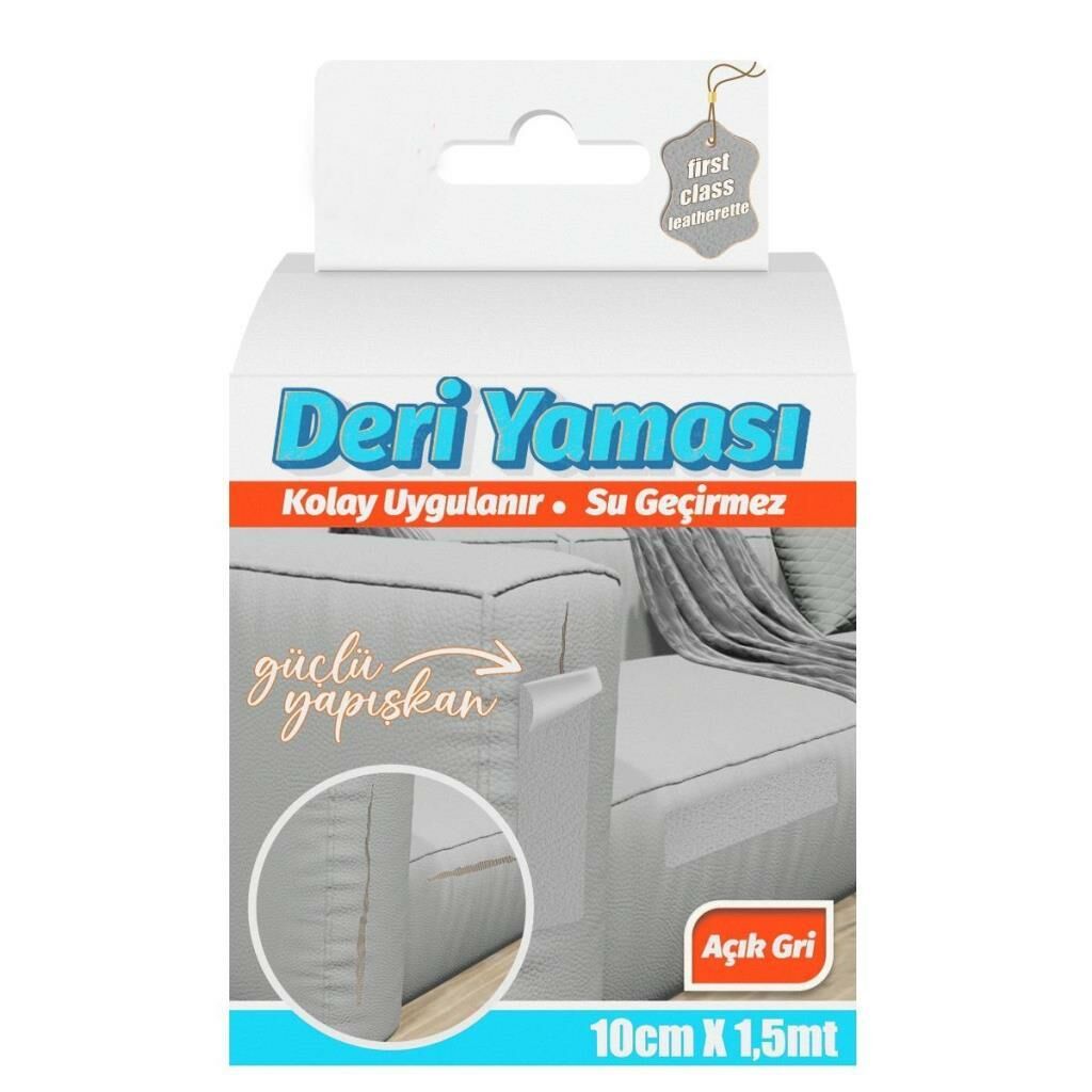 Deri Yaması Kendinden Güçlü Yapışkanlı Kolay Uygulanır Su Geçirmez 10cmX1,5 Metre-Açık Gri