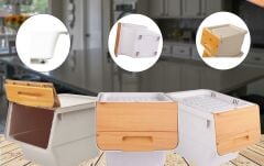 Motek Patateslik Soğanlık Sepeti Oyuncak Kutusu Tekerlekli Organızer Çok Amaçlı Kutu 1X12Lt-Bambu+Krem