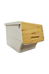 Motek Patateslik Soğanlık Sepeti Oyuncak Kutusu Tekerlekli Organızer Çok Amaçlı Kutu 1X12Lt-Bambu+Krem