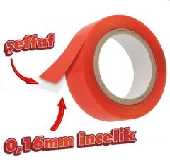 Çift Taraflı Polyester Bant 140 Derece Isıya Dayanıklı 15mmX5mt-0,16mm İncelik