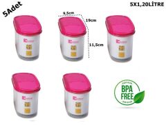 Moon Star Modüler Kapaklı Kuru Gida Saklama Kabı 1,2 LT X 5ADET MB-11