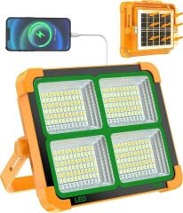 Taşınabilir Solarlı Çalışma Ve Kamp Işığı, Powerbanklı Güneş Enerjili Işıldak,Fener-150W 200 Lümen 264 Ledli-KÇ