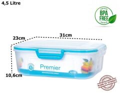 Moon Star Mlock Premier 4 Tarafı Kilitli  Contalı Hava Geçirmez Saklama Kabı 4,5Lt-PM-208