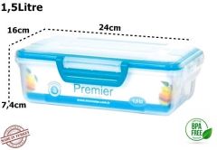 Moon Star Çokamaçlı 4 Tarafı Kilitli  Contalı Hava Geçirmez Saklama Kabı 1,5 Lt-PM-206
