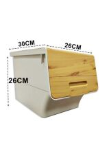 Motek Patateslik Soğanlık Sepeti Oyuncak Kutusu Tekerlekli Organızer Çok Amaçlı Kutu 4X12Lt-Bambu+Krem