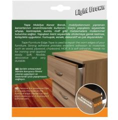 Kendinden Yapışkanlı Masa,Raf,Dolap,Tezgah,Mobilya Kenar Bandı 18mmX5 Metre-Açık kahve