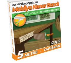 Kendinden Yapışkanlı Masa,Raf,Dolap,Tezgah,Mobilya Kenar Bandı 18mmX5 Metre-Açık kahve