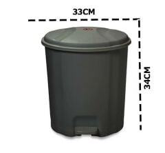 Motek Elit Pedallı Plastik Çöp Kovası İç Kovalı 12 LT Antrasit Siyah