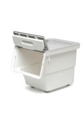 Motek Tekerlekli Patateslik Soğanlık Oyuncak Kutusu Patateslik Soğanlık Sepeti 3X12Lt Beyaz+Gri