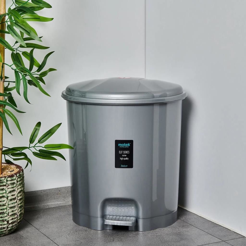 Motek Elit Pedallı Plastik Çöp Kovası İç Kovalı 22 LT Gümüş Gri