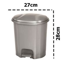 Motek Elit Pedallı Plastik Çöp Kovası İç Kovalı 6 LT Gümüş Gri