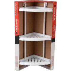 Çelik Ayna Plastik Banyo Köşe Rafı Şampuanlık 132