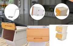 Motek Patateslik Soğanlık Sepeti Oyuncak Kutusu Tekerlekli Organızer Çok Amaçlı Kutu 6X12Lt-Bambu+Krem