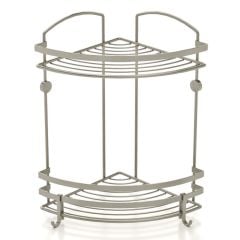 Geseus Paslanmaz Çelik İki Katlı Kancalı Banyo Köşe Rafı İnox BK082H